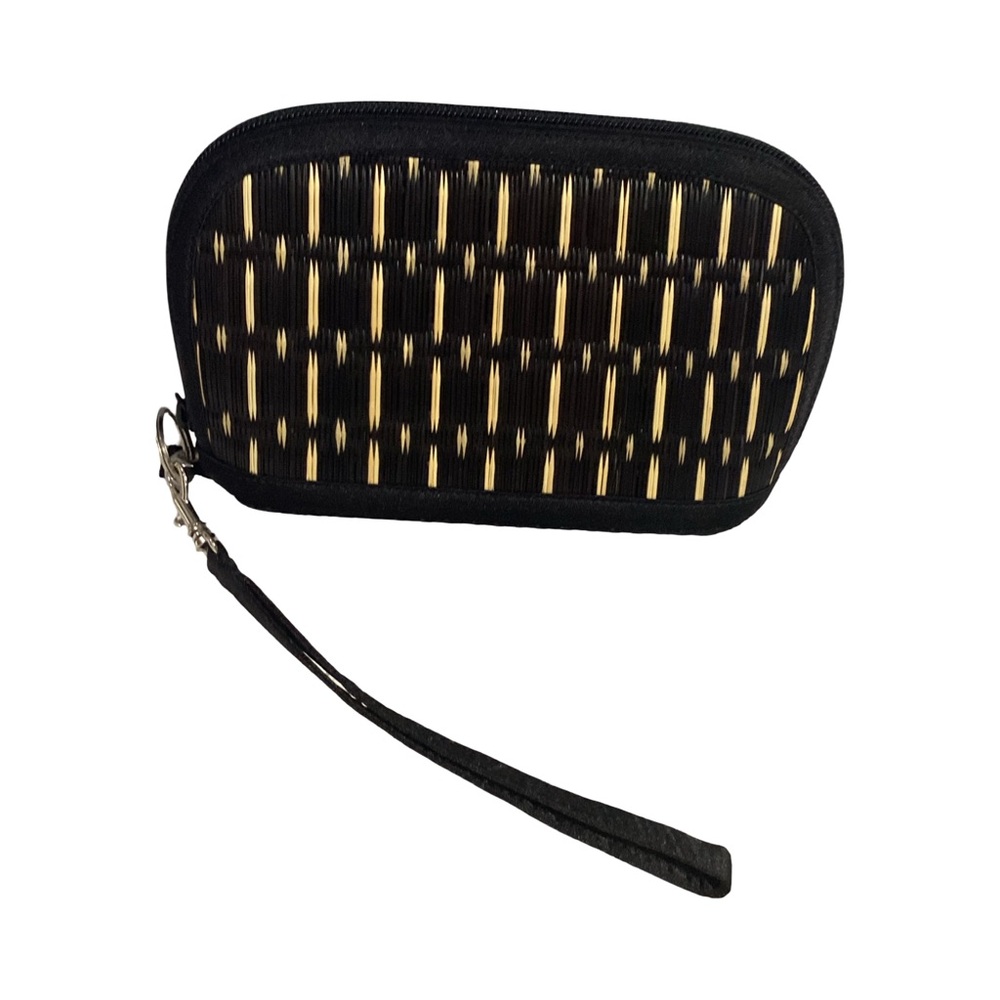Baskets of Cambodia Woven Structured Cosmetic Make Up Bag Wristlet